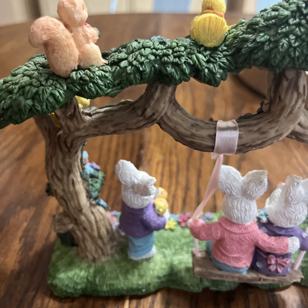 Vintage Easter Swinging Bunnys By Artist/Designer Sculped and Designed By Jaimy
